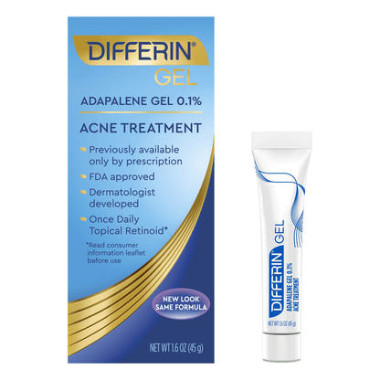 DifferinGelAdapaleneGel0.1%AcneTreatment1x45gr-PackageFrontsideWithTube