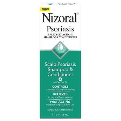 NizoralPsoriasisSalicylicAcid3%Shampoo&Conditioner1x325ml-PackageFrontside