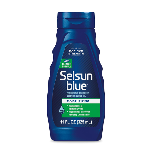 Selsun Blue ®️ Antidandruff Shampoo / Selenium Sulfide 1% Moisturizing • Anti-Roos Shampoo Tegen Droge Haren, Jeuk, Irritatie, Schilfers & Roodheid • 1x325ml